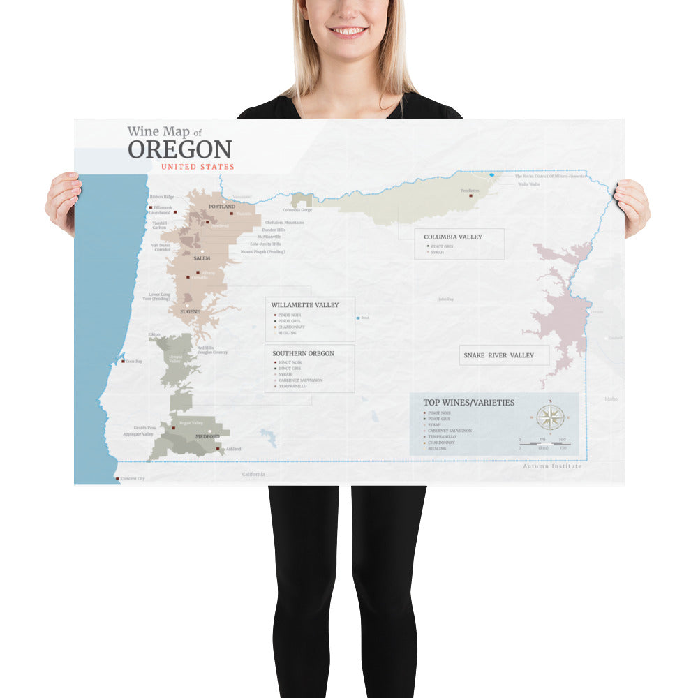 Wine Map of Oregon Poster image 0