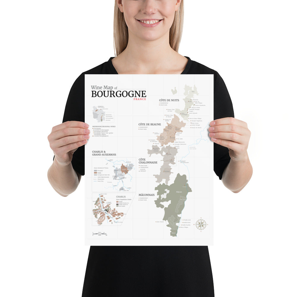Wine Map of Burgundy Poster image 0