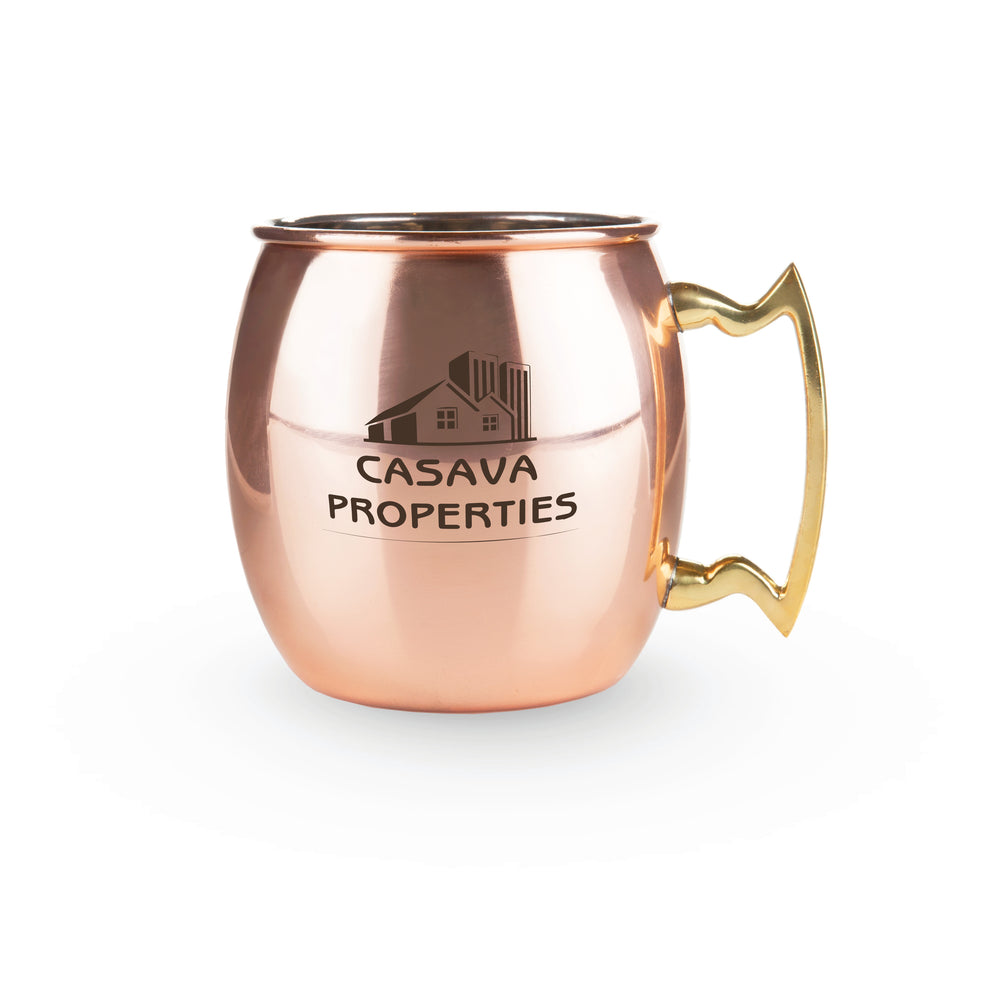 True Moscow Mule 16 oz Copper Plated Mug with Zinc Alloy Handle, Set of 2