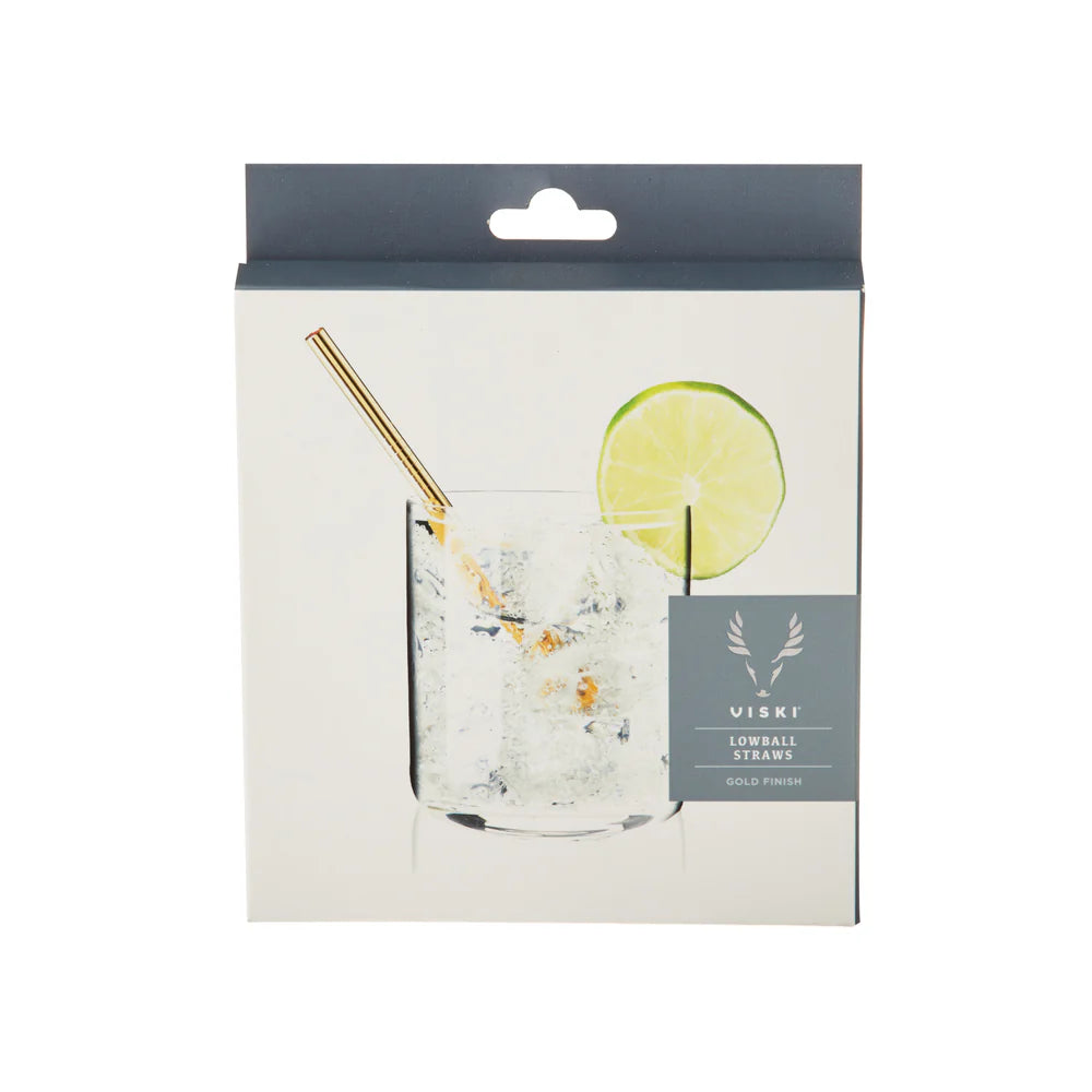 Viski Belmont Lowball Straws in Gold, Set of 6