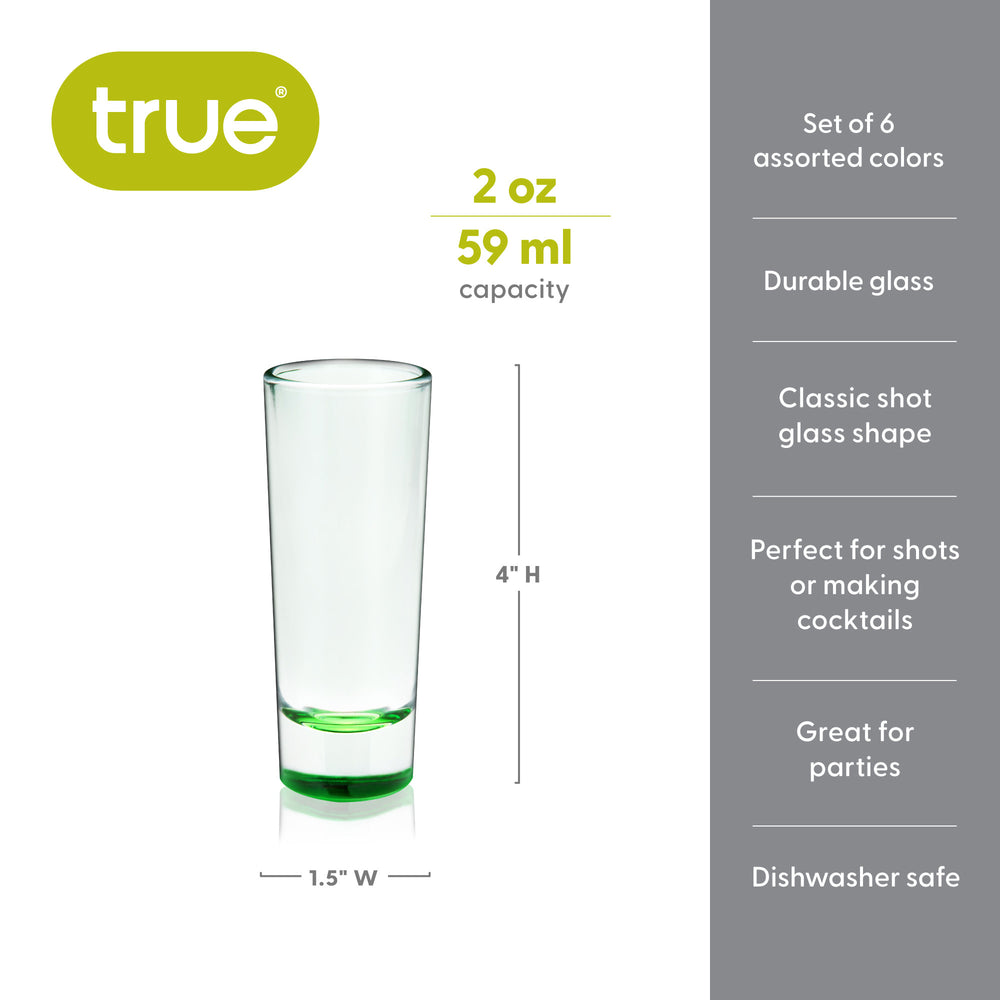 True Shooter 2 oz Shot Glasses in Assorted Colors, Set of 6