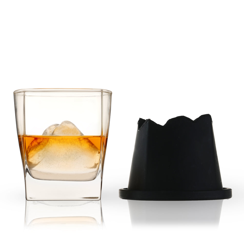 Viski Glacier 2-Piece Mountain Ice Mold with Crystal Glass Set