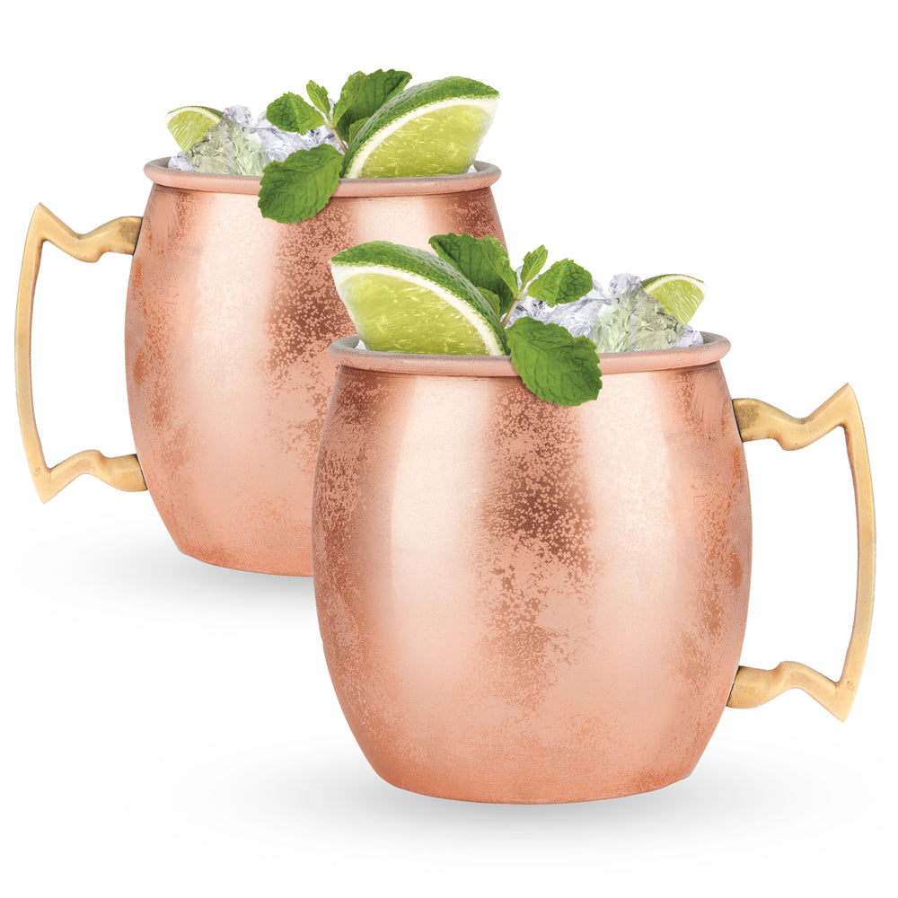 True Moscow Mule 16 oz Copper Plated Mug with Zinc Alloy Handle, Set of 2