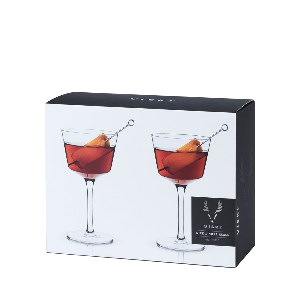 Viski Raye Crystal Angled Nick & Nora Glasses, Set of 2