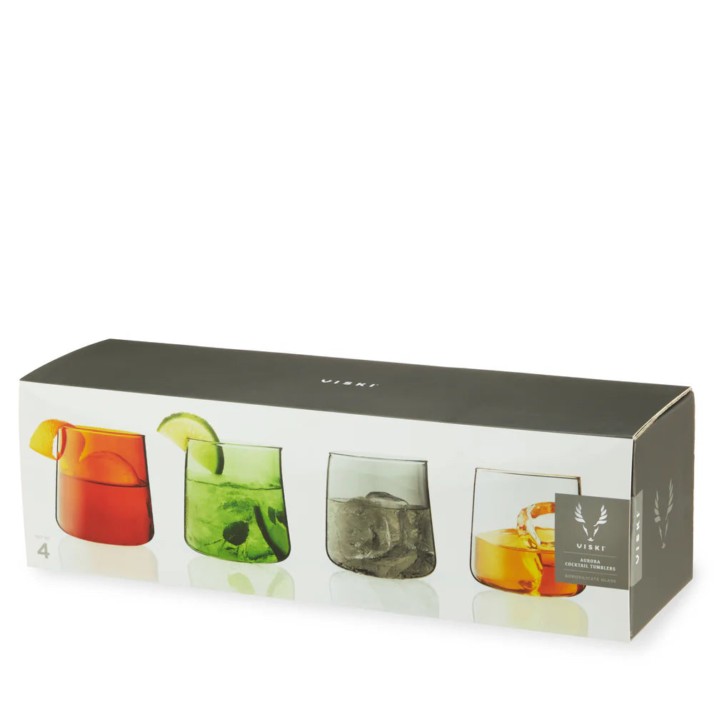 Viski Aurora Cocktail Tumblers in Assorted Colors, Set of 4