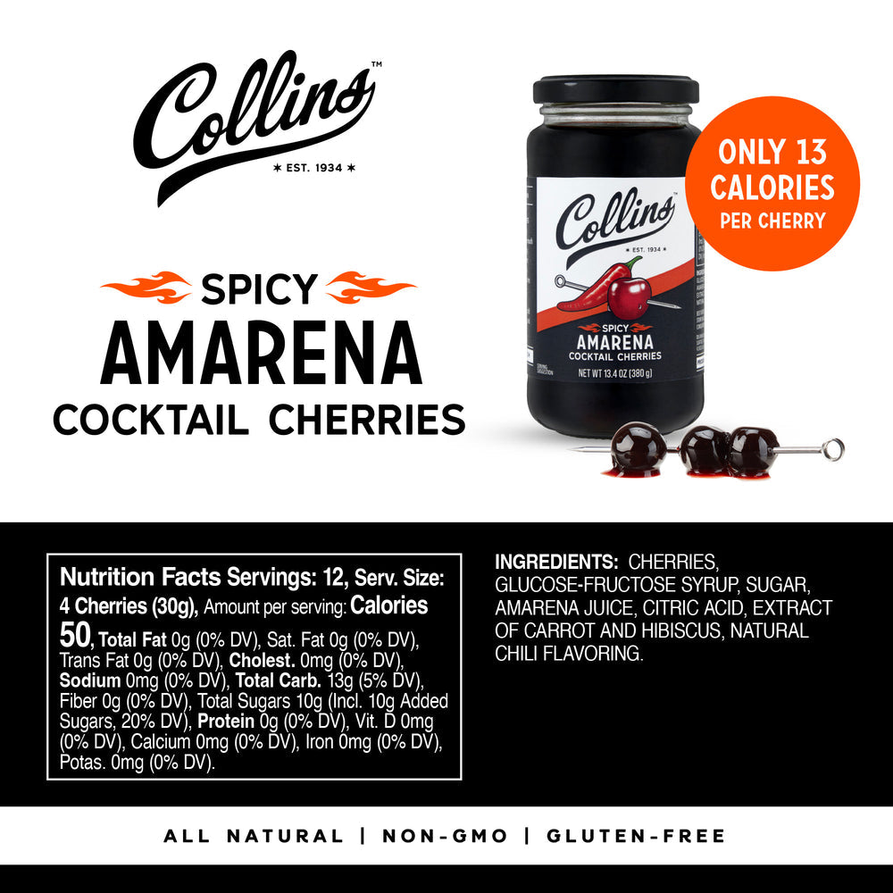 Collins Spicy Amarena Cherries, 13.4 oz