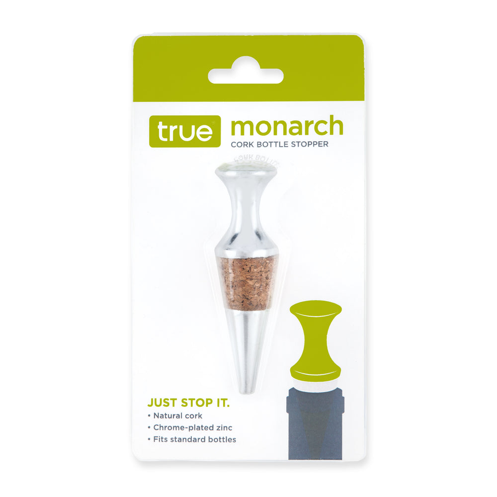 True Monarch Chrome & Cork Bottle Stopper