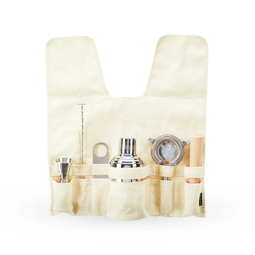 Viski 6-Piece Travel Barware Set in Stainless Steel with Canvas Bag