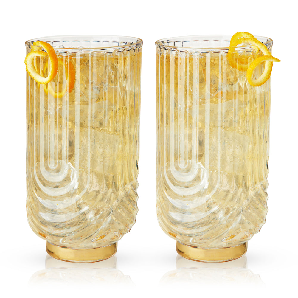 Viski Deco Gatsby Highball Glasses, Set of 2