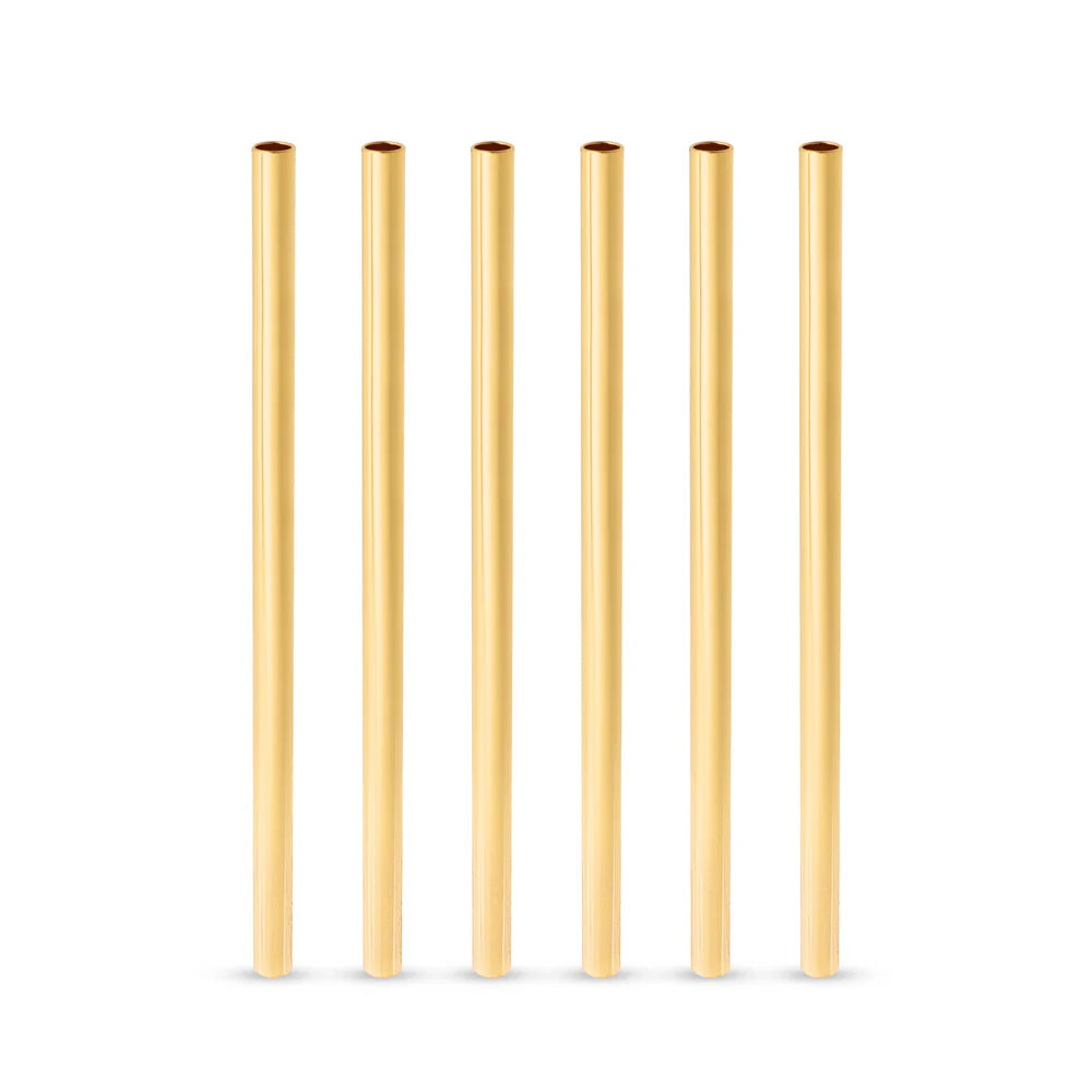 Viski Belmont Lowball Straws in Gold, Set of 6