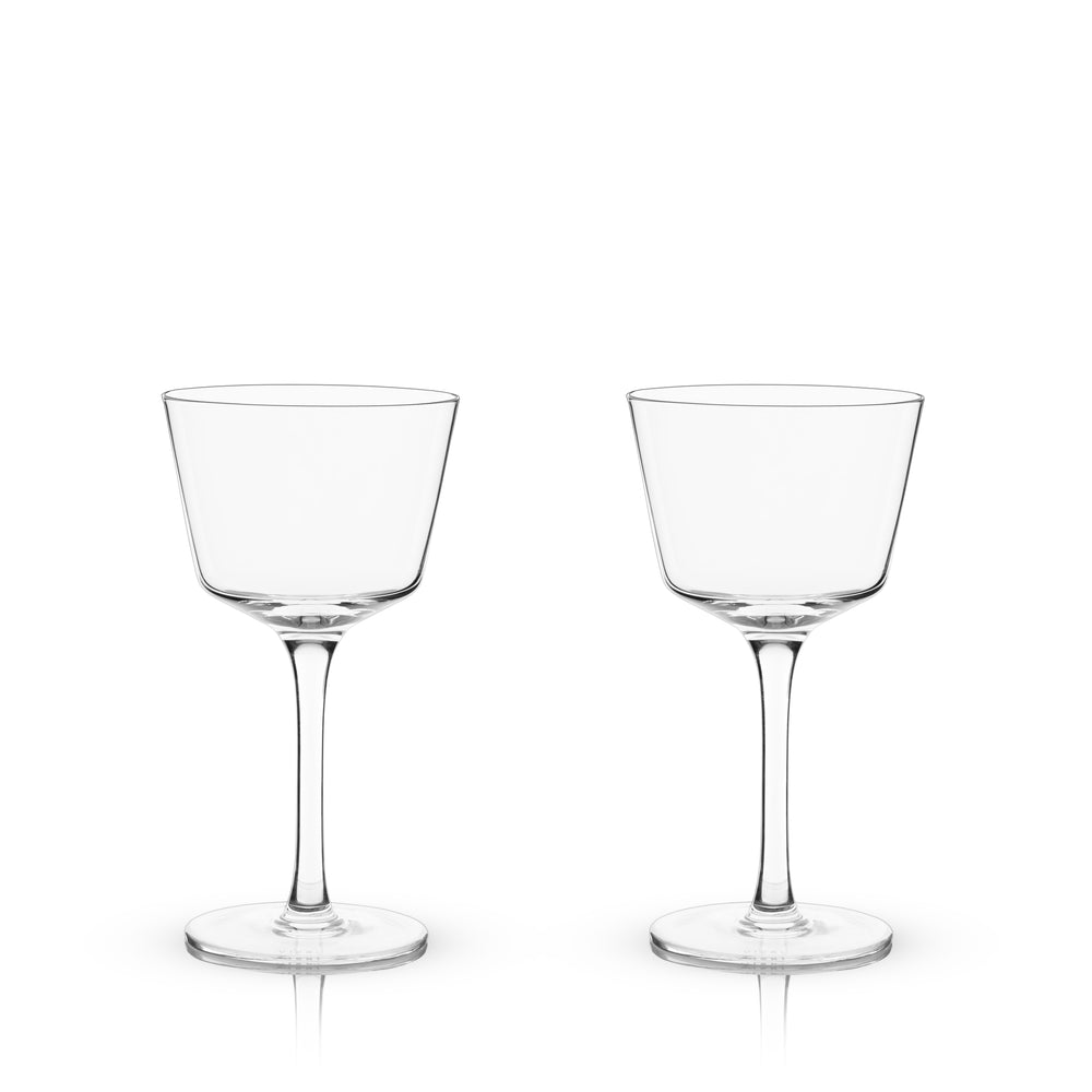 Viski Raye Crystal Angled Nick & Nora Glasses, Set of 2