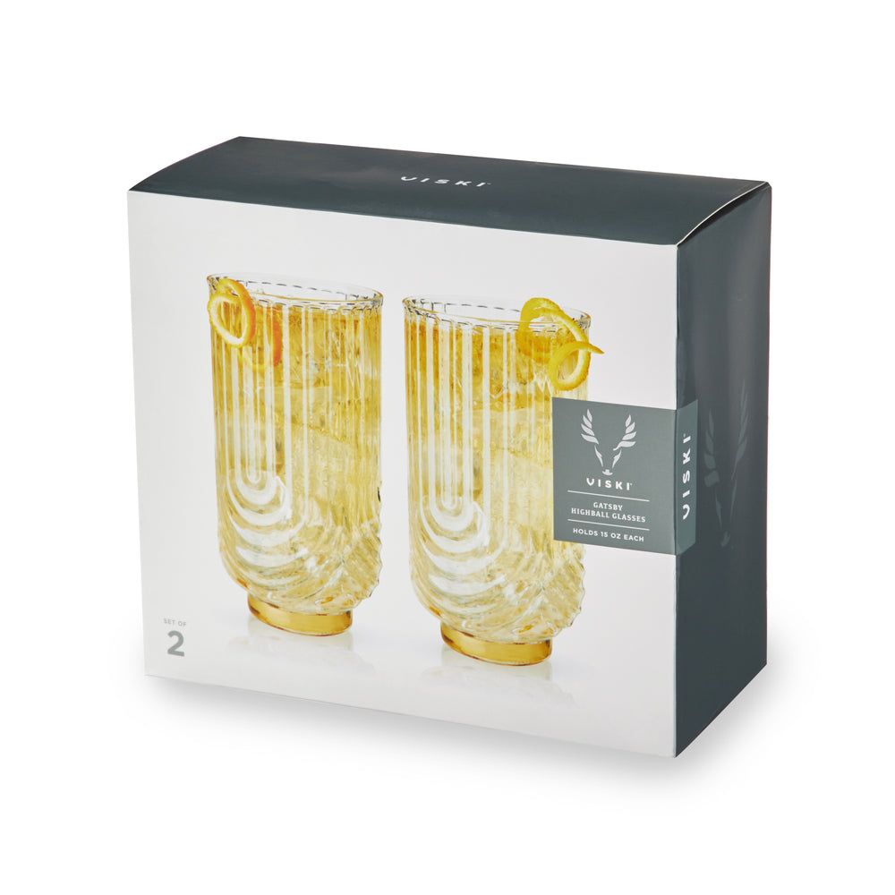 Viski Deco Gatsby Highball Glasses, Set of 2