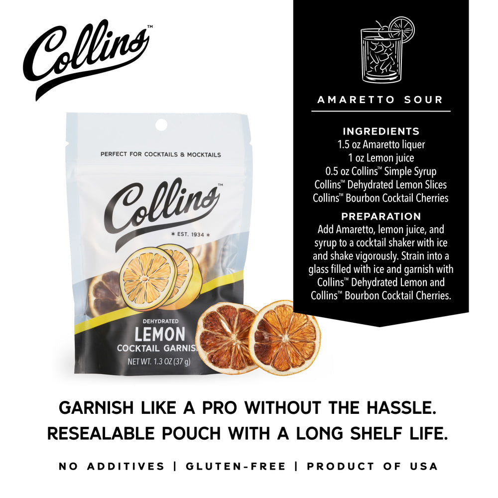 Collins Dehydrated Lemon Cocktail Garnish, 1.3 oz