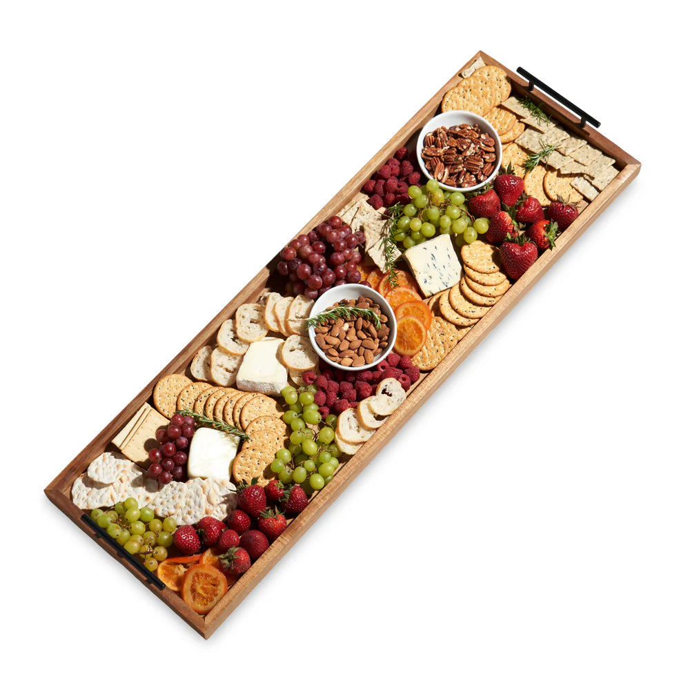 Twine Acacia Wood Longboard Cheese Board with Metal Handle