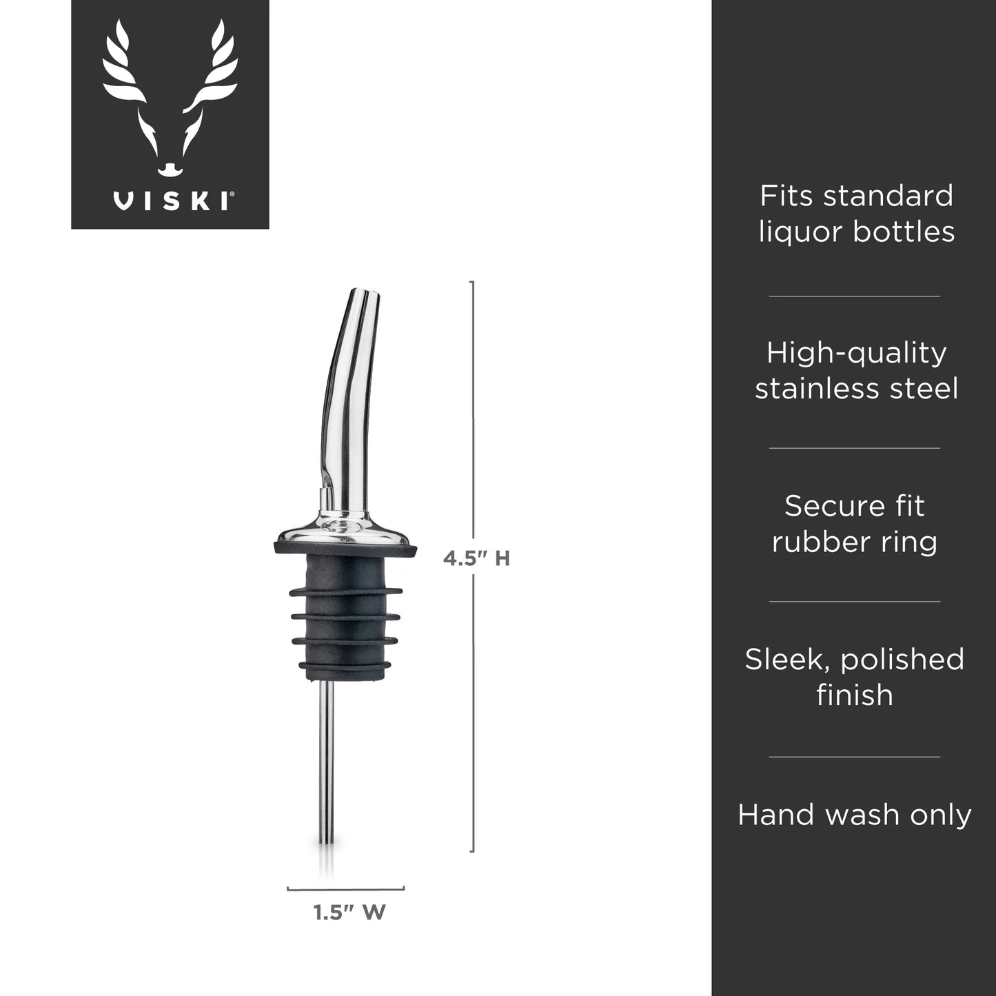 Viski Harrison Liquor Pourer in Stainless Steel