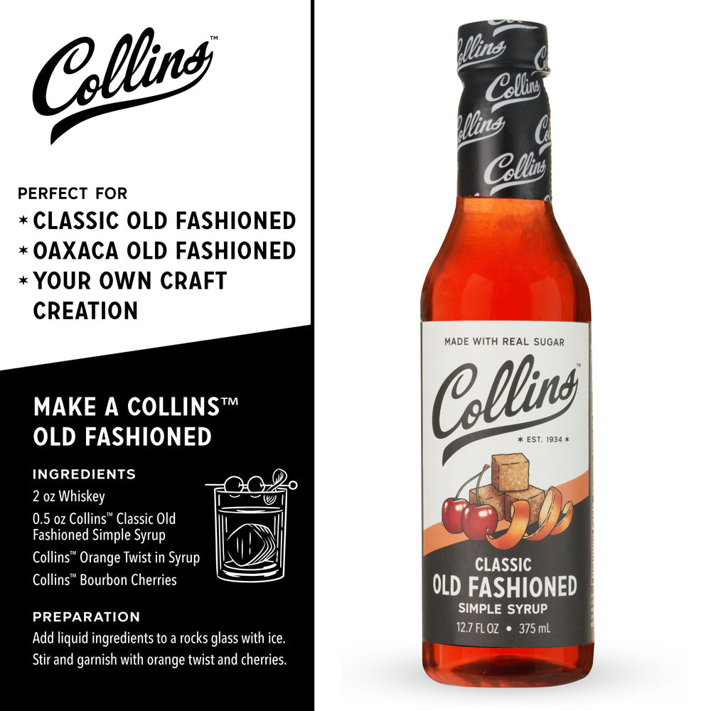 Collins Classic Old Fashioned Simple Syrup, 12.7 oz