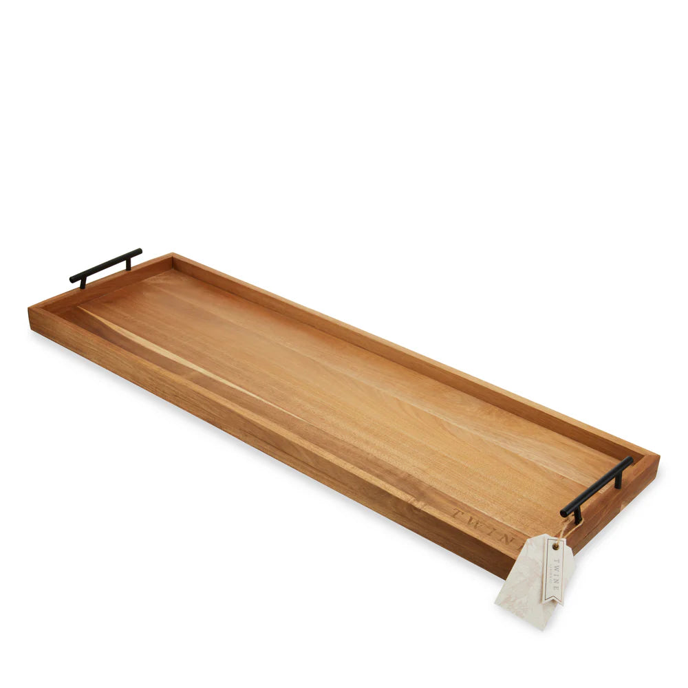 Twine Acacia Wood Longboard Cheese Board with Metal Handle