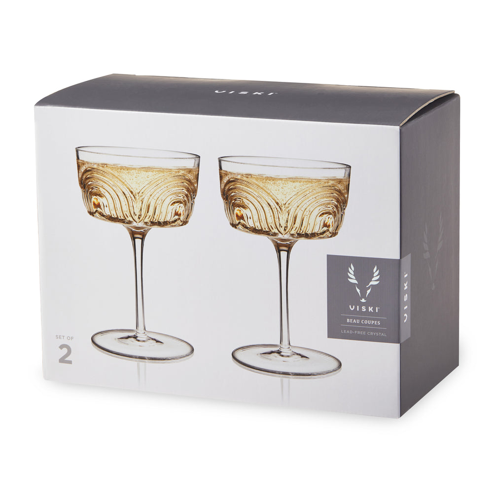 Viski Deco Beau Crystal Coupes, Set of 2