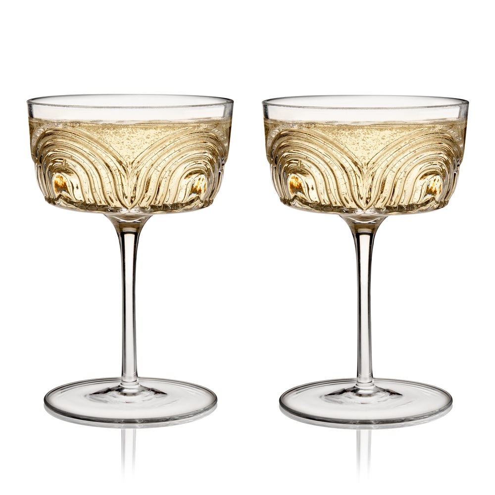 Viski Deco Beau Crystal Coupes, Set of 2