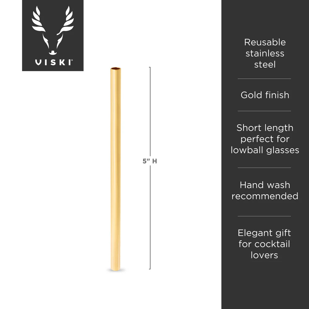 Viski Belmont Lowball Straws in Gold, Set of 6