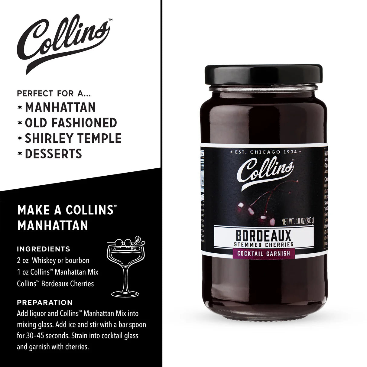 Collins Bordeaux Cherries, 10 oz