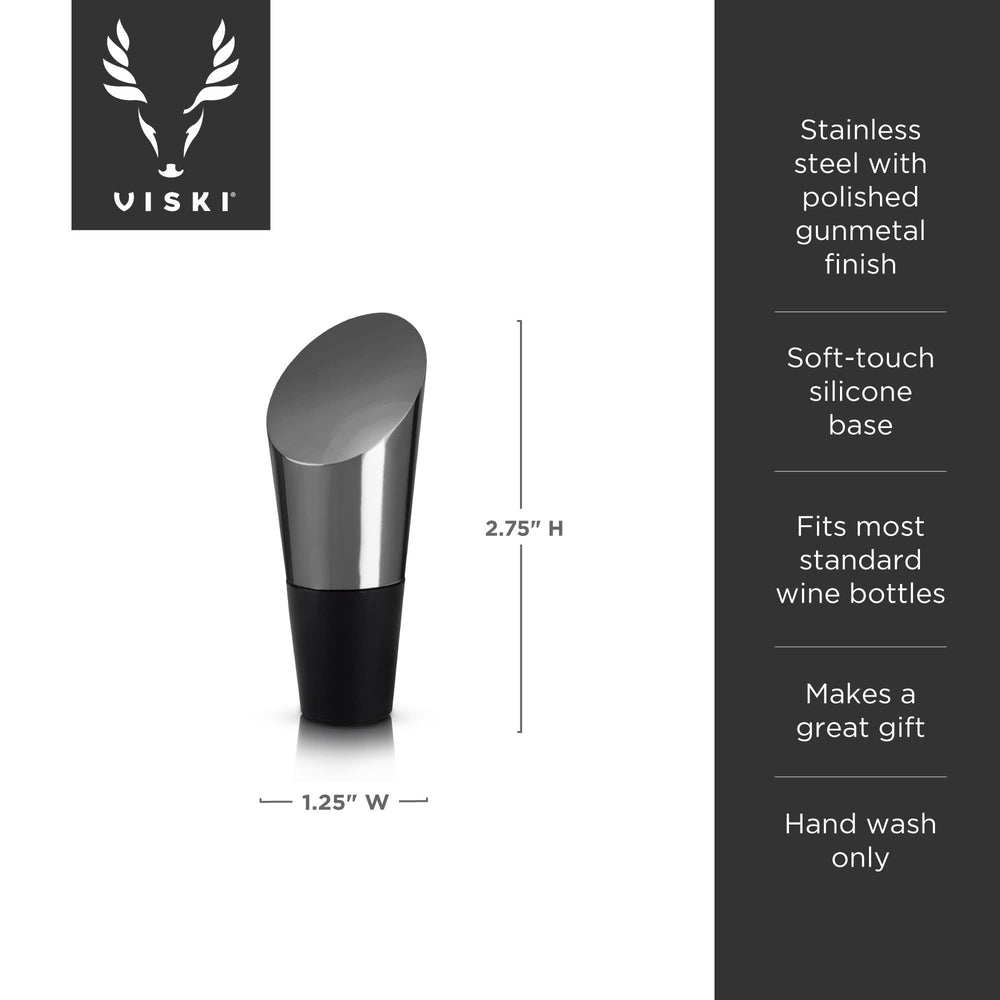 Viski Warren Heavyweight Bottle Stopper in Gunmetal