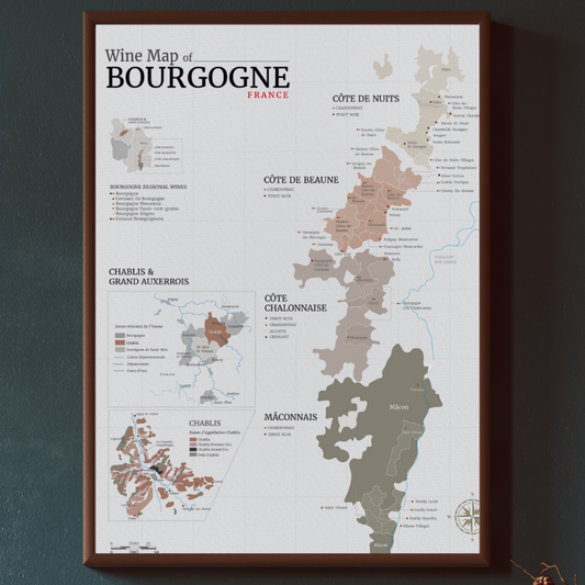 Wine Map of Burgundy Poster