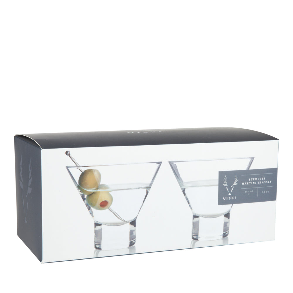 Viski Raye Crystal Heavy Base Martini Glasses, Set of 2