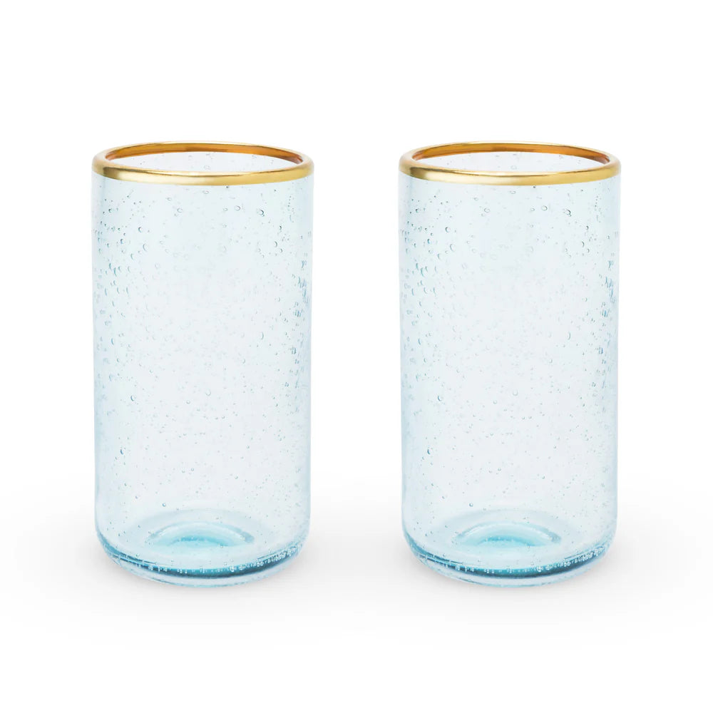 Twine Aqua Bubble Glass Tumblers, Set of 2