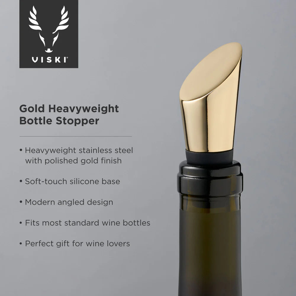 Viski Belmont Heavyweight Bottle Stopper in Gold