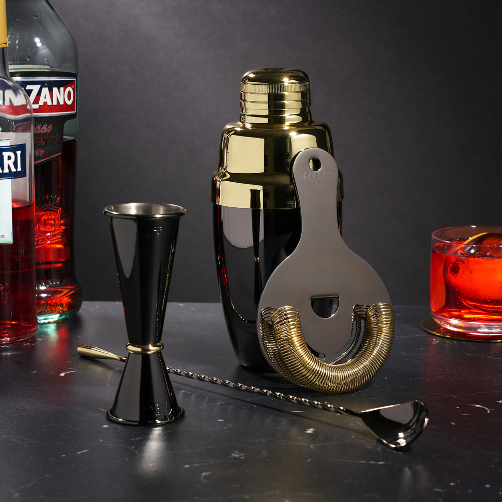 Viski Deco 4-Piece Barware Set in Gold & Black