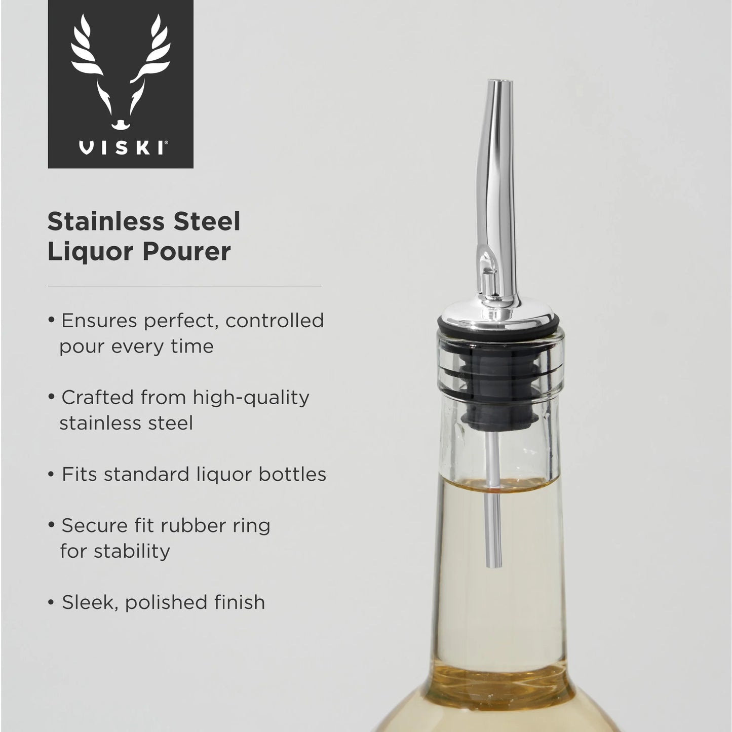 Viski Harrison Liquor Pourer in Stainless Steel