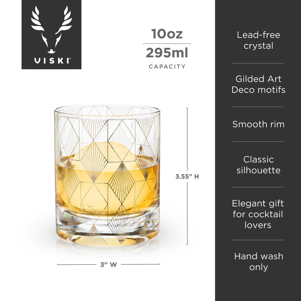 Viski Deco Crystal Tumbler, Bulk