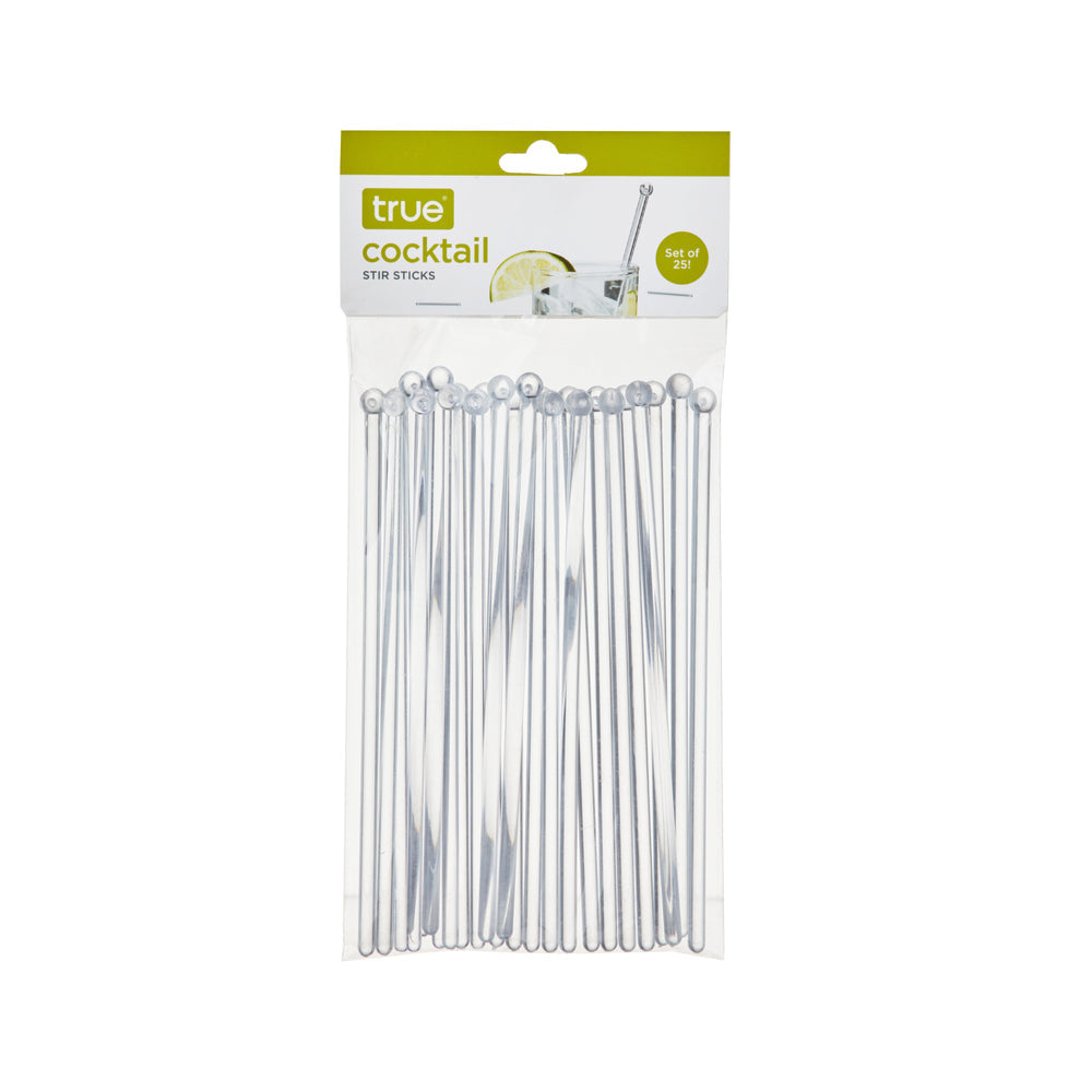 True Cocktail Plastic Stir Sticks in Clear, Set of 25