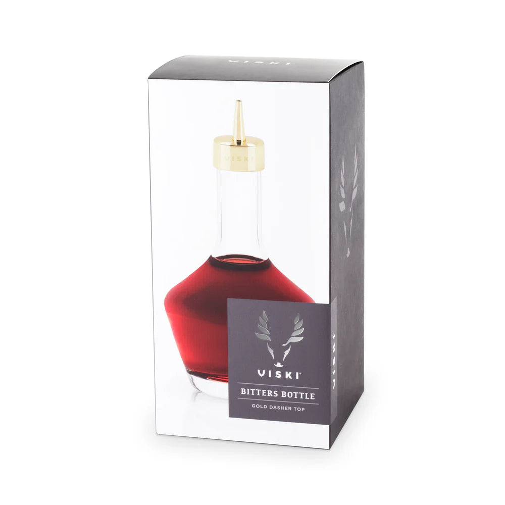 Viski Belmont Bitters Bottle with Dasher Top in Gold