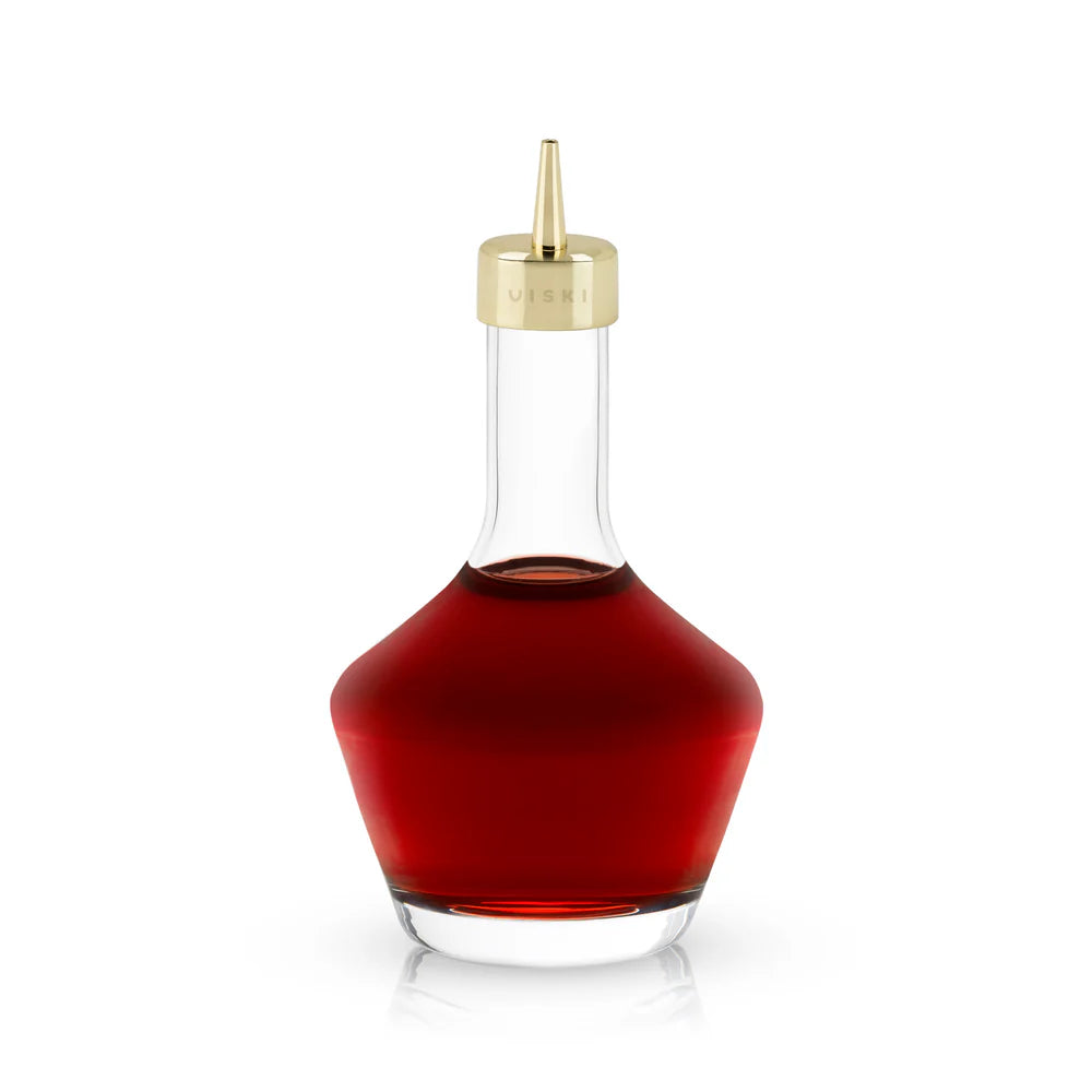 Viski Belmont Bitters Bottle with Dasher Top in Gold