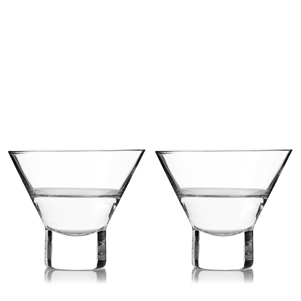 Viski Raye Crystal Heavy Base Martini Glasses, Set of 2